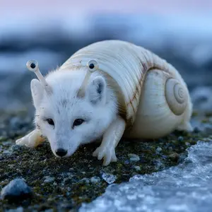 Arctic fox + Snail